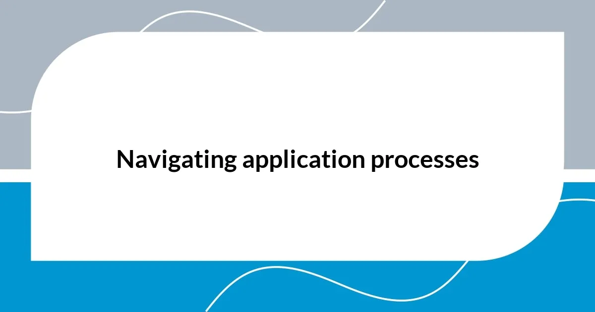Navigating application processes