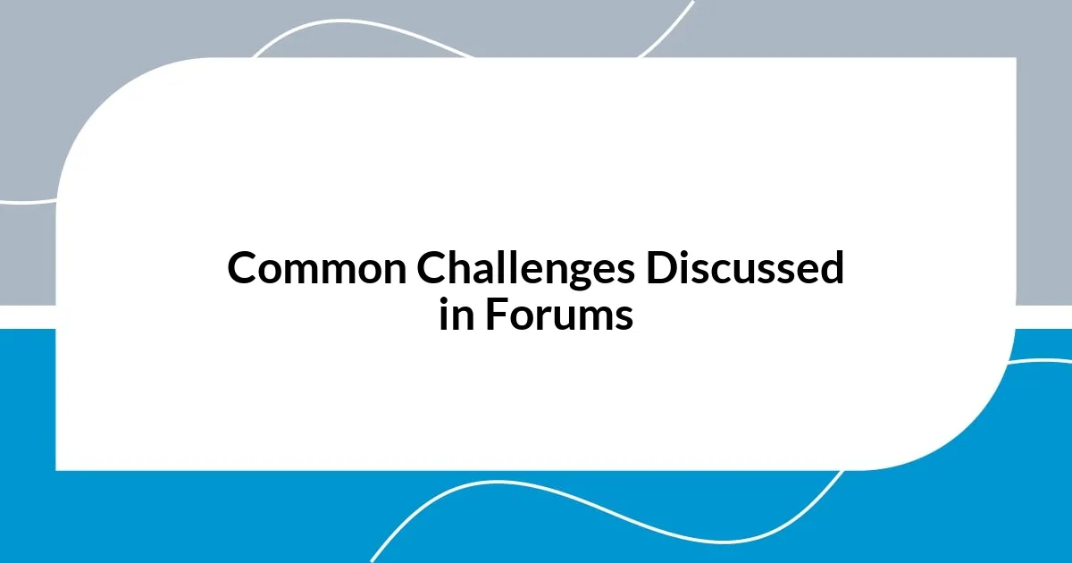 Common Challenges Discussed in Forums